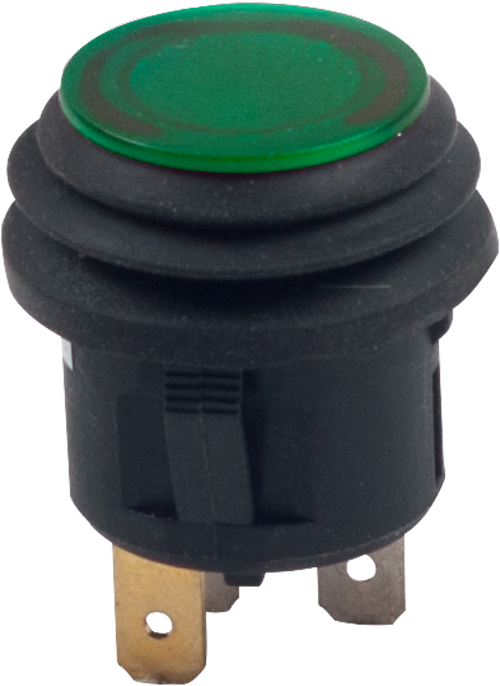 GREEN PUSH ON/OFF SWITCH WITH SPLASH PROOF SEAL
