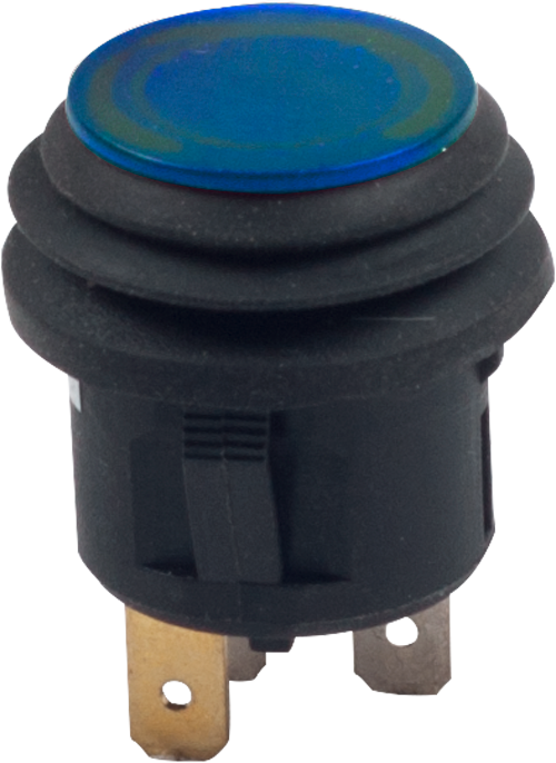 BLUE PUSH ON/OFF SWITCH WITH SPLASH PROOF SEAL
